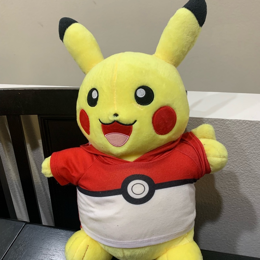 Build A Bear Pikachu Pokemon Pokeball Hoodie Plush Stuffed Animal